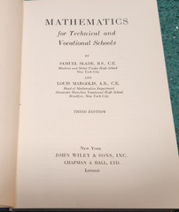 1946 MATHEMATICS For Technical Vocational Schools Samuel Slade & Louis Margolis
