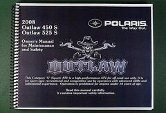 2008 Polaris Outlaw 450 S ATV Owner’s Manual: 218 Pages & Protective Covers!