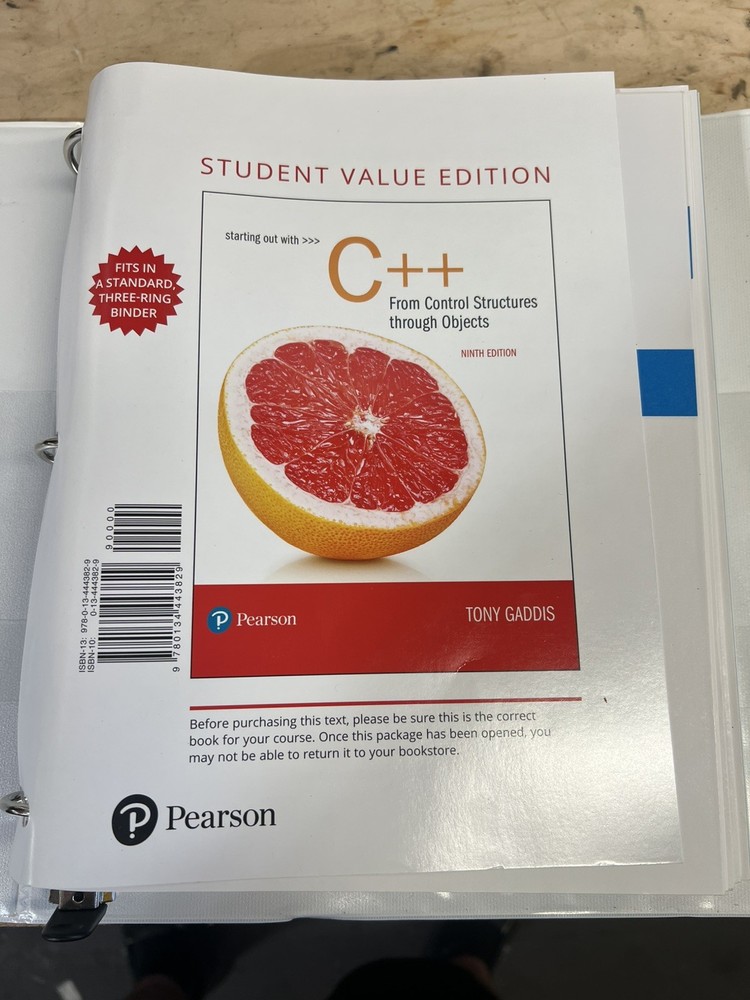 Starting Out with C++ from Control Structures to Objects Paperback 9th edition