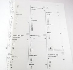 Vintage 1994 Welding Skills Workbook, Instructor Guide Quiz Answers Only, 28 pgs