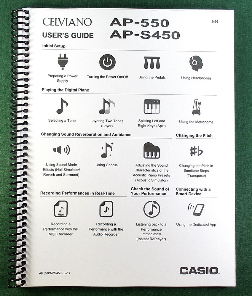 Casio AP-S450 Instruction Manual: 164 Pages Coil Bound & Protective Covers!