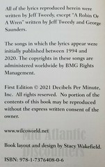 New Lyrics Jeff Tweedy Vol. 1 dBpm First Edition Hardcover Book Wilco
