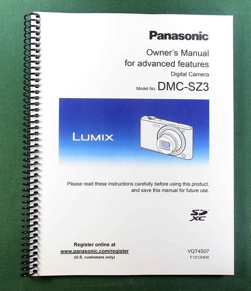 Panasonic Lumix DMC-SZ3 Advanced Instruction Manual: 128 Pages & Clear Covers!