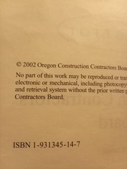 Construction Contractor’s Reference Manual Oregon