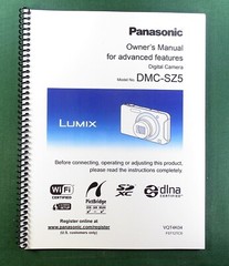 Panasonic Lumix DMC-SZ5 Advanced Instruction Manual: 185 Pages & Clear Covers!
