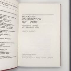 MANAGING CONSTRUCTION CONTRACTS ROBERT D. GILBREATH 1983 Hardcover