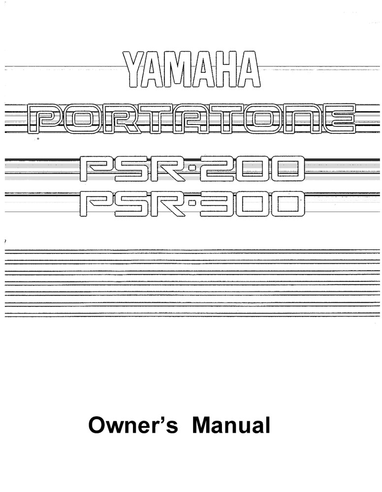 Yamaha PSR-200 PSR-300 Instruction Manual: 29 Pages & Protective Covers!