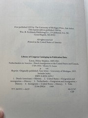 Netherlanders in America: Dutch Immigration to U.S. & Canada, Eerdmans 1955 HCDJ