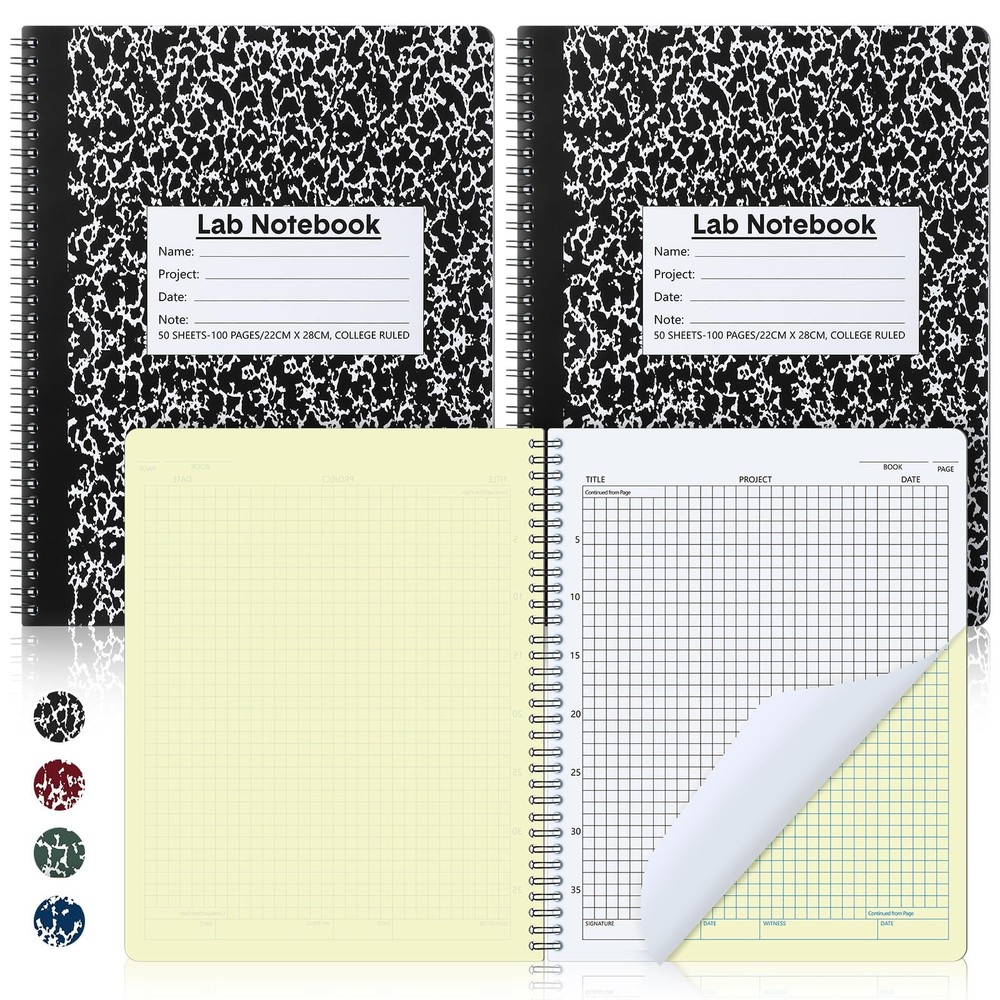 2 Pack Carbonless Lab Notebook Carbon Copy 8.5” x 11” 50 Sets of Pages 100 …