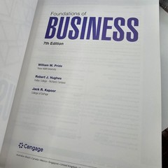 Cengage Foundations of Business 7th Edition (Pride, Hughes & Kapoor, 2024