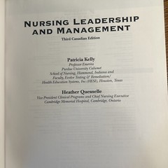 Third Canada Edition Nursing Leadership and Management Patricia Kelly Heather