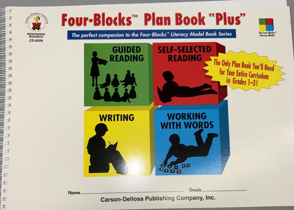Four-Blocks Plan Book Plus (Grades 1-3) by Joyce Kohfeldt (2000, Spiral)