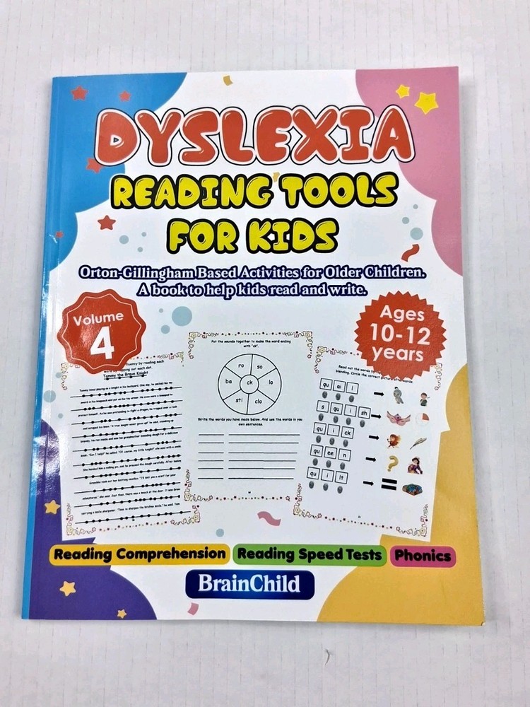 Dyslexia Reading Tools For Kids Vol 4. ages 10-12 By Brain Child