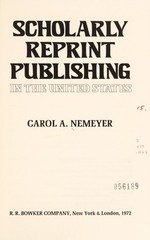 Scholarly Reprint Publishing in the United States Hardcover Carol