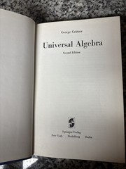Universal Algebra by George Gratzer Second Edition Hardcover