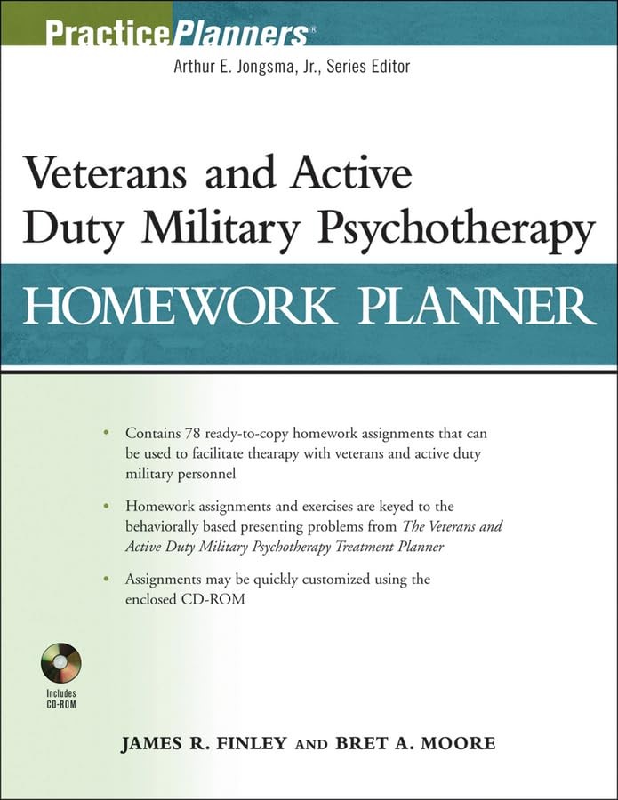 Veterans and Active Duty Military Psychotherapy Homework Planner by Finley