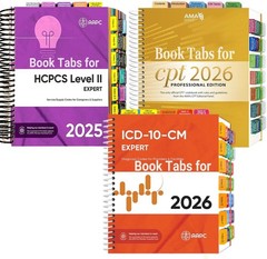 Index Tabs for AMA CPT Book, ICD-10 Code Book, HCPCS Level II Book, 3-Set Bundle