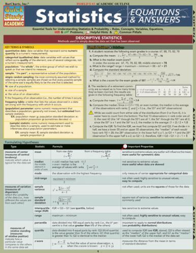Statistics Equations & Answers, Paperback by Barcharts, Inc. (COR), Like New …