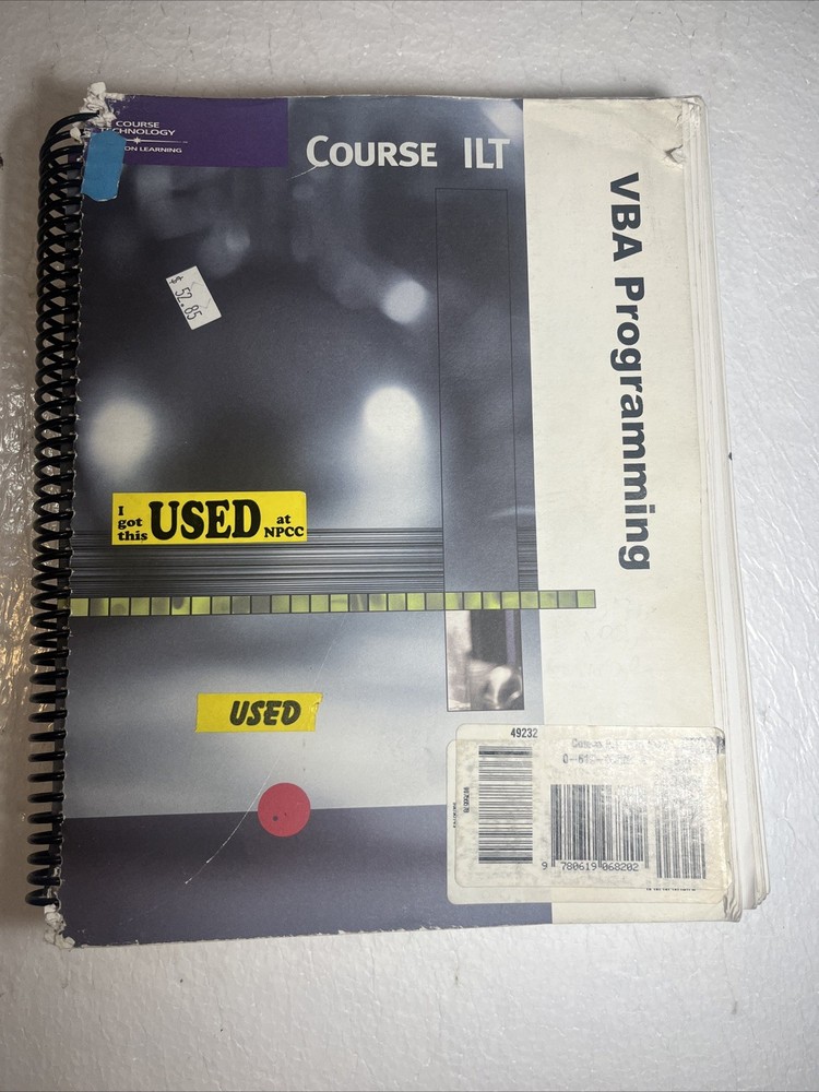 course ilt VBA programing Course Technology Program Student Manual