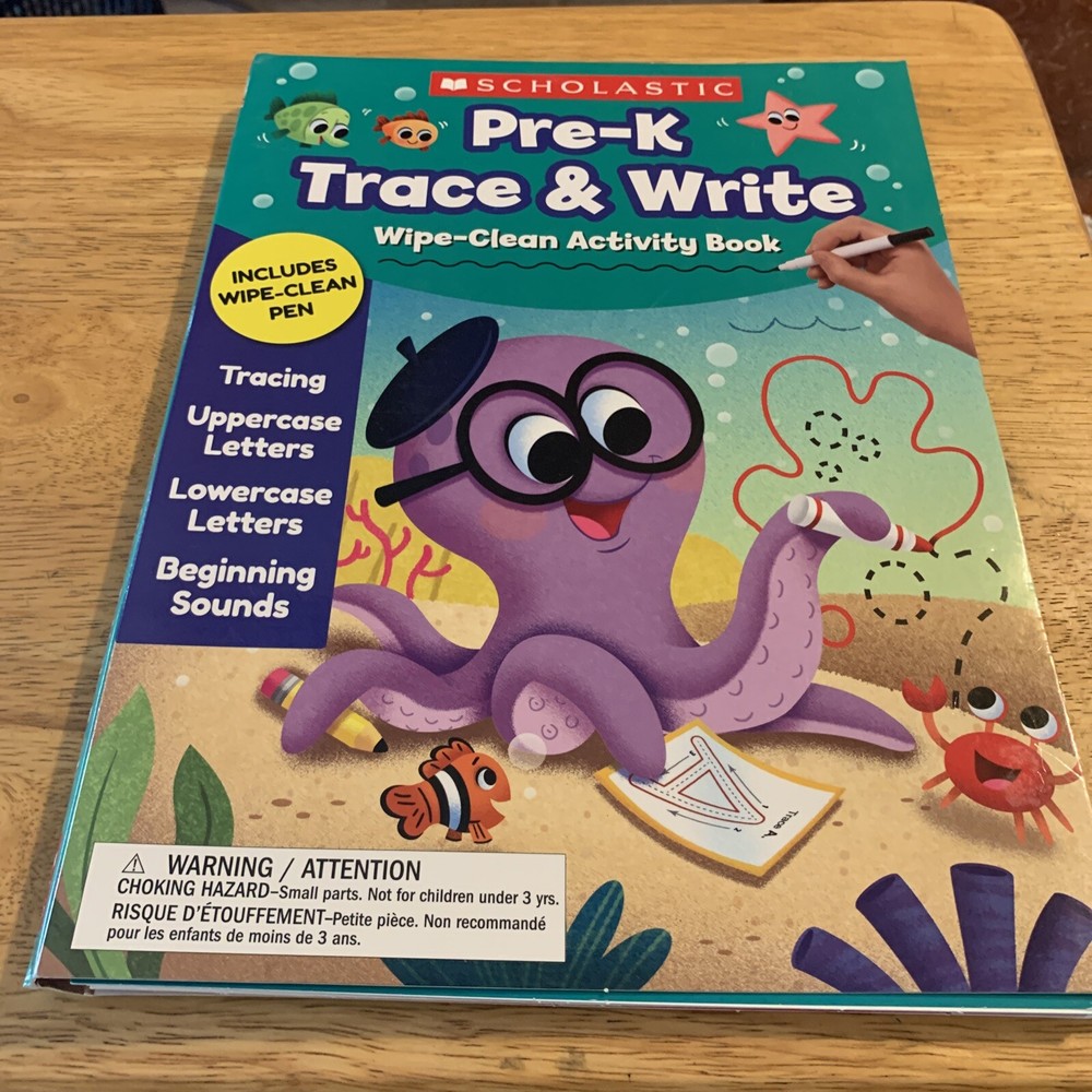 Scholastic Pre-K Trace and Write Wipe-Clean Activity Spiral Paperback Book