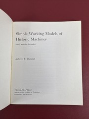 Simple Working Models Historic Machines, Aubrey F Burstall, 1975 softcover