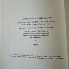 Metallurgy and Metallurgical Engineering Series 1948 5th Edition HC 319 Pages