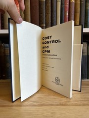 Cost Control And CPM in Construction A Manual for General Contractors HC 1968