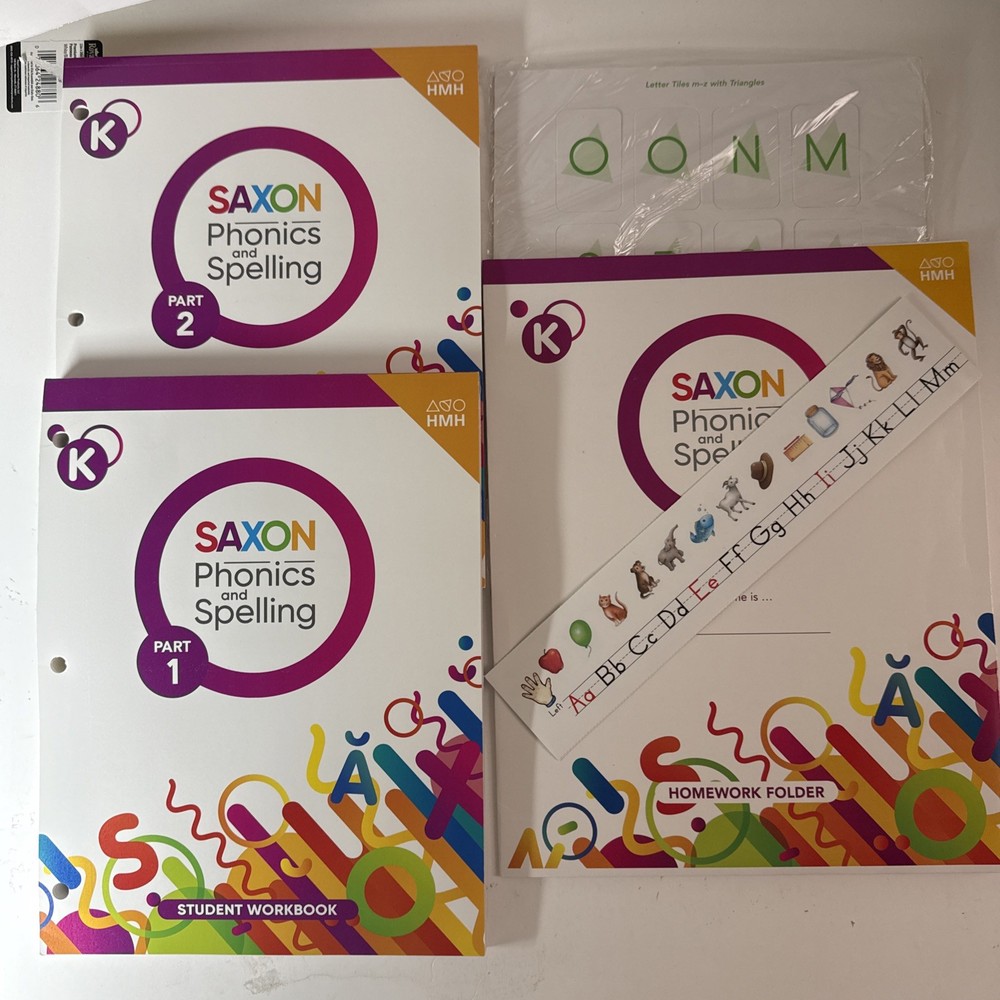 Saxon phonics & spelling K Kindergarten, student Workbooks, Tiles, Alpha, 2022