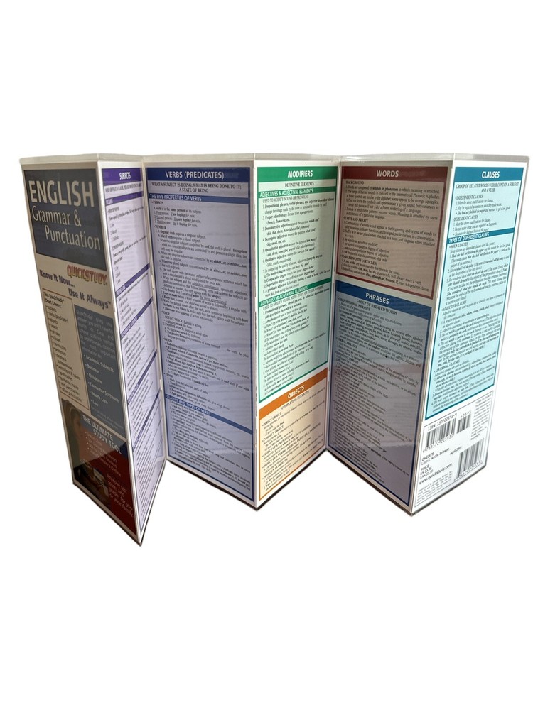 English Grammar & Punctuation Quickstudy Laminated Foldout 8.5 X 3.5 In