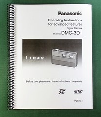 Panasonic DMC-3D1 Advanced Instruction Manual: full Color & Protective Covers!