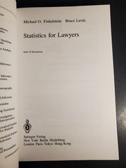 Statistics for Lawyers by Michael O. Finkelstein (English) Paperback 1st Ed 1990