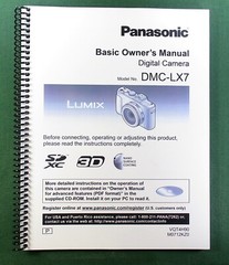 Panasonic Lumix DMC-LX7 Basic Instruction Manual: 36 Pages & Clear Covers!