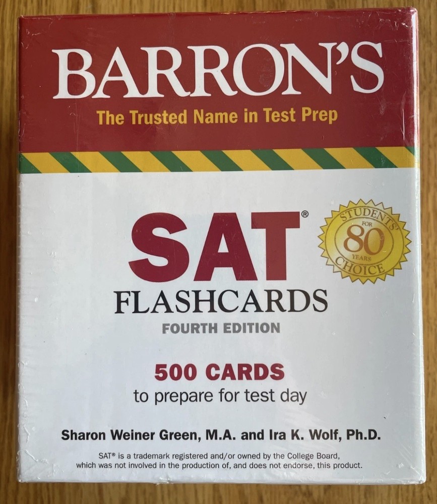Barron’s SAT Flashcards 4th Edition 500 Cards For Test Prep Math, Vocab, Grammar