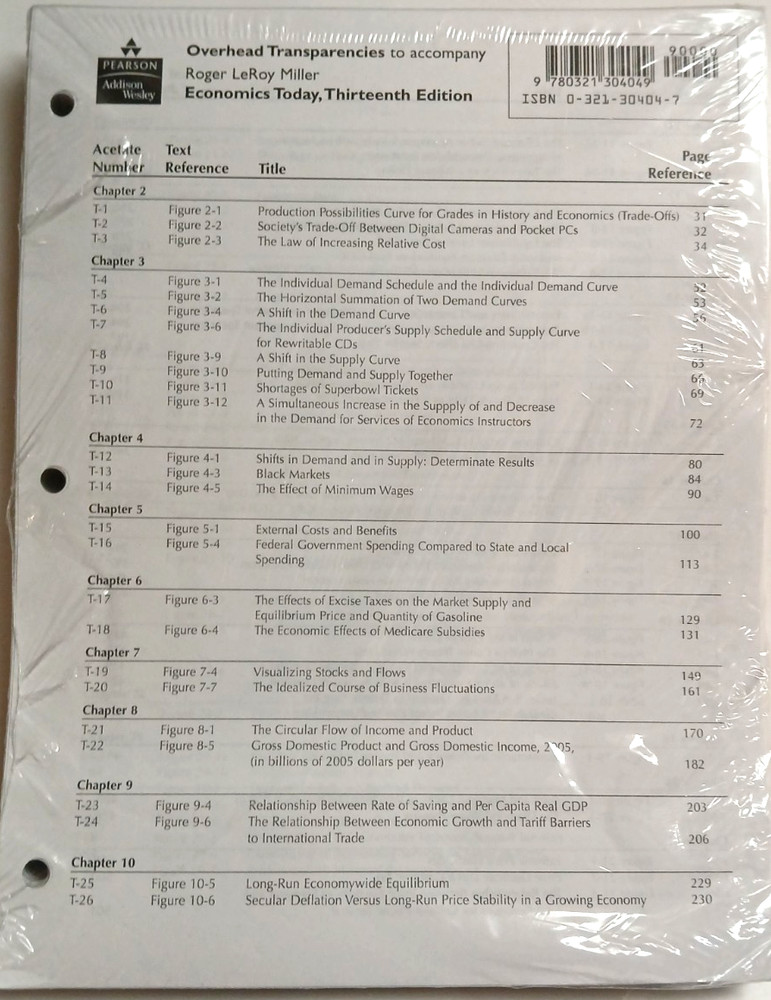 ECONOMICS TODAY OVERHEAD TRANSPARENCIES 13TH EDITION Roger Leroy Miller NEW