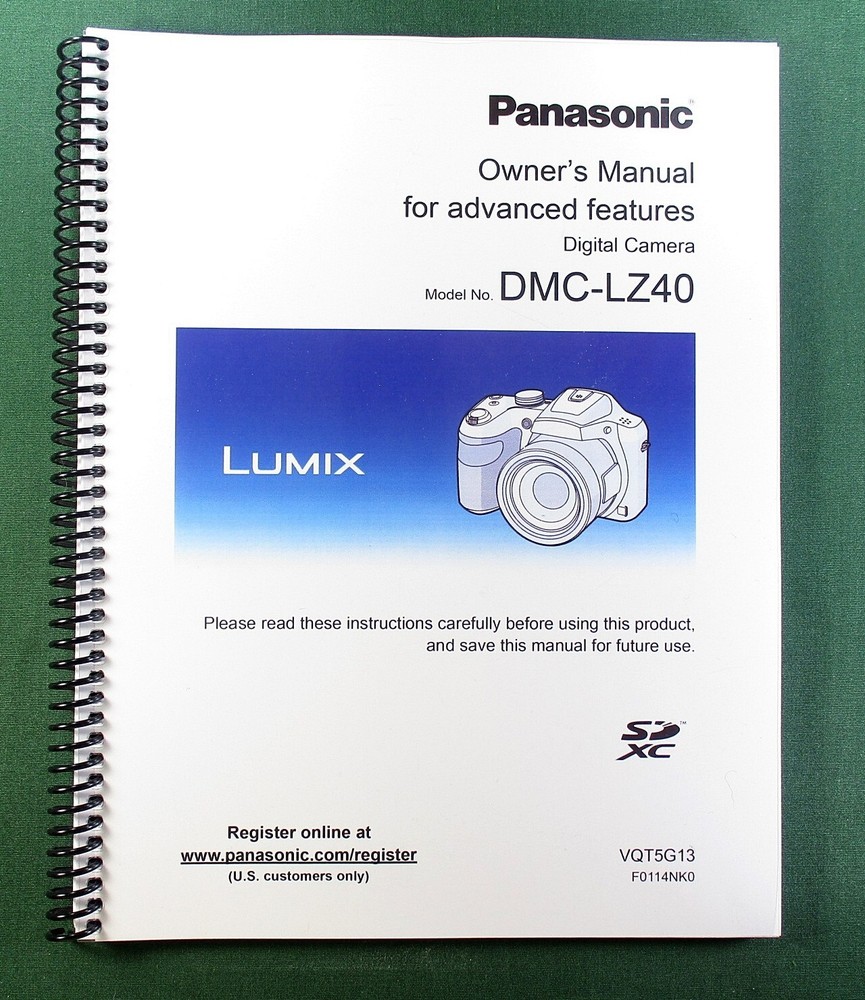 Panasonic Lumix DMC-LZ40 Advanced Instruction Manual: 128 Pages & Clear Covers!
