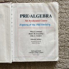 Pre-Algebra: An Accelerated Course by Robert Sorgenfrey, Mary Dolciani VGUC