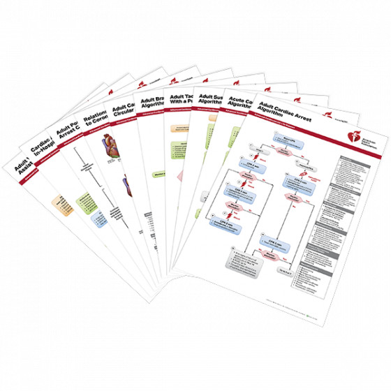 American Heart Assoc. 2020 guildelines AHA ACLS Poster Set