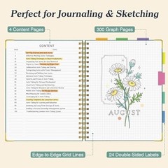 Spiral Graph Paper Notebook A5 – 300 Pages, Thick 100gsm Grid Journal for School