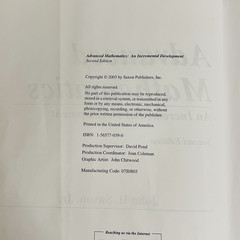 Saxon Advanced Mathematics An Incremental Development 2nd Ed Student Textbook