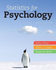 Statistics for Psychology, 6th Edition – hardcover Coups Ph.D., Elliot|Aron …