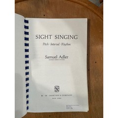Sight Singing Pitch Interval Rhythm Samuel Adler 1st Ed 1979 Spiral Music Book