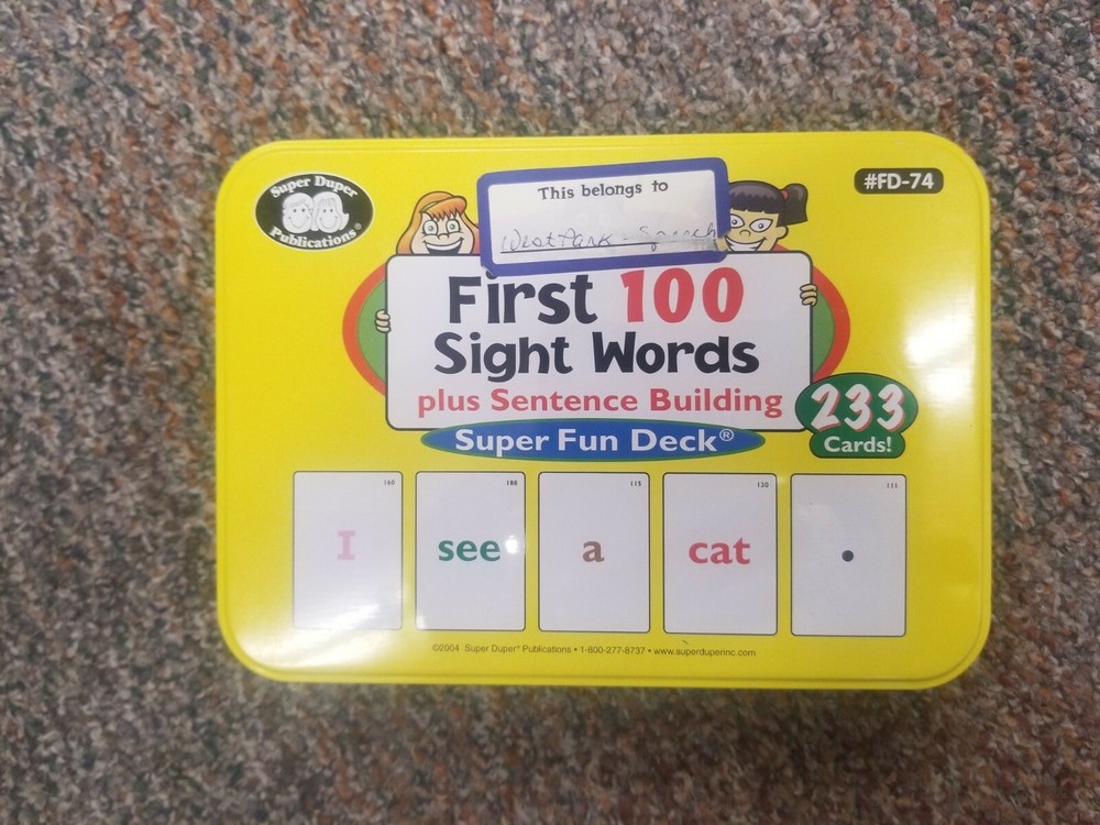 Super Duper First 100 Sight Words Plus Sentence Building Fun Deck fd-74 speech