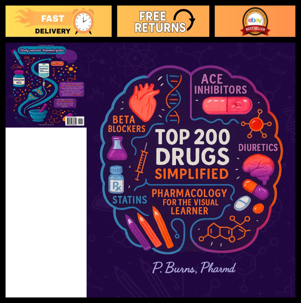 Pharmacology Coloring Book & Study Guide: 200 Drugs, 300+ Pages, Memory Aids, Hi