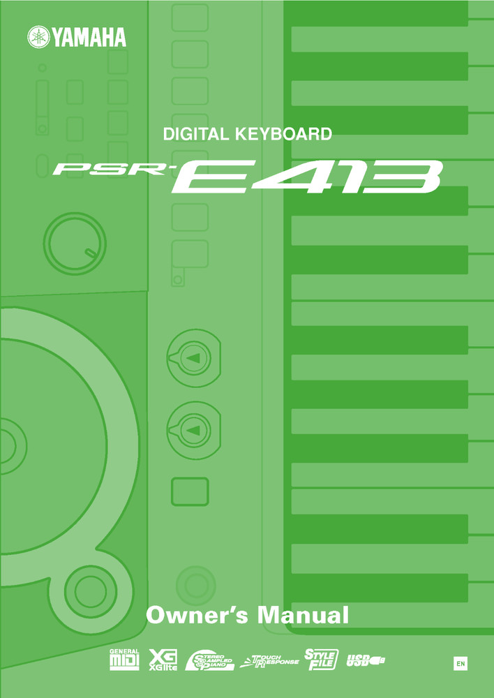 Yamaha PSR-E413 Instruction Manual: 128 Pages & Protective Covers!