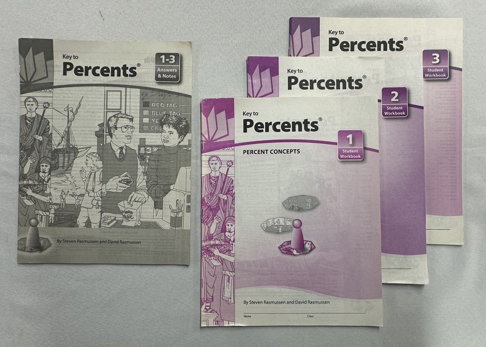Key to Percents Books 1-3 Complete Set Answers Notes Curriculum Lot