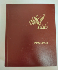 The National Dean’s List 1992 – 1993 College & University 16th Ed Vol 1 HC
