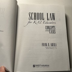 School Law for K-12 Educators: Concepts and Cases by Aquila, Frank D.