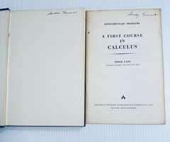 A First Course in Calculus 1964 Hardcover Serge Lang with Supplement Mathematics