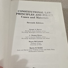 LexisNexis Constitutional Law Principles & Policy Cases Materials 7th ED HC 2006