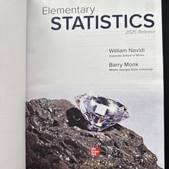 Elementary Statistics by William Cyrus Navidi and Barry Monk (2025, Hardcover)